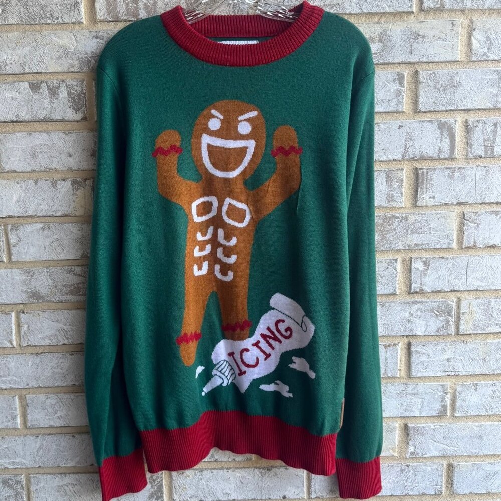 Tipsyelves Long Sleeve Crewneck Ginger Roid Rage Ugly Christmas Sweater Size XL